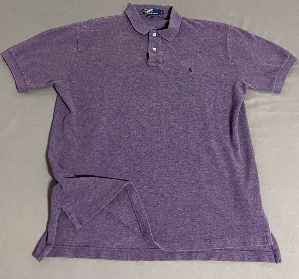 Vintage 90s Polo Ralph Lauren Mens L Purple Pique Polo Shirt Made Bolivia